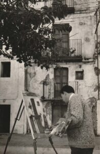 Carloandrés pintant el quadre. Foto: José Buil Mayral